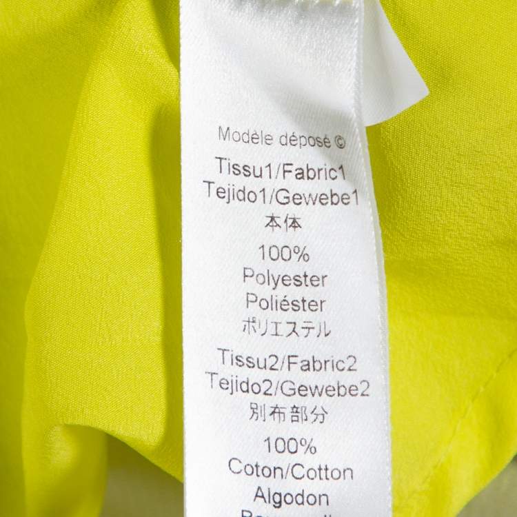Pre Owned Kenzo Yellow Textured Cotton Mountain Print Sleeveless Collared Dress L