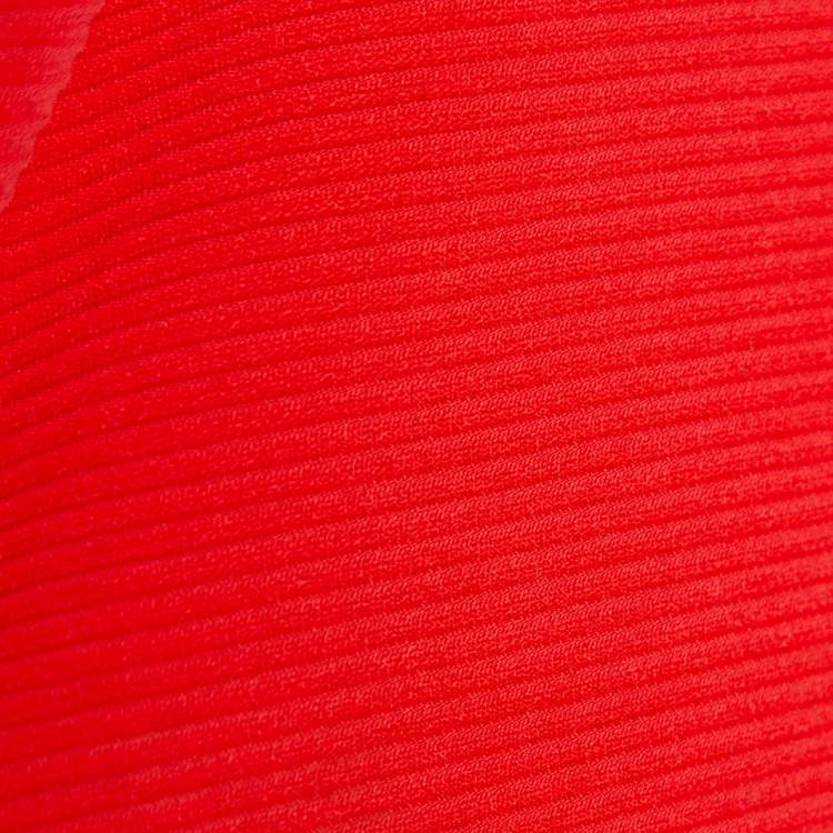 Pre Owned Kenzo Bright Coral Rib Knit Zip Detail Sleeveless Flared Dress XL