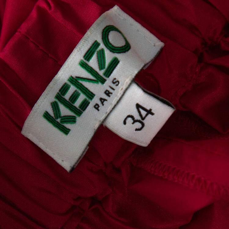 Pre Owned Kenzo Pink Tafetta Silk Blend Midi Skirt S