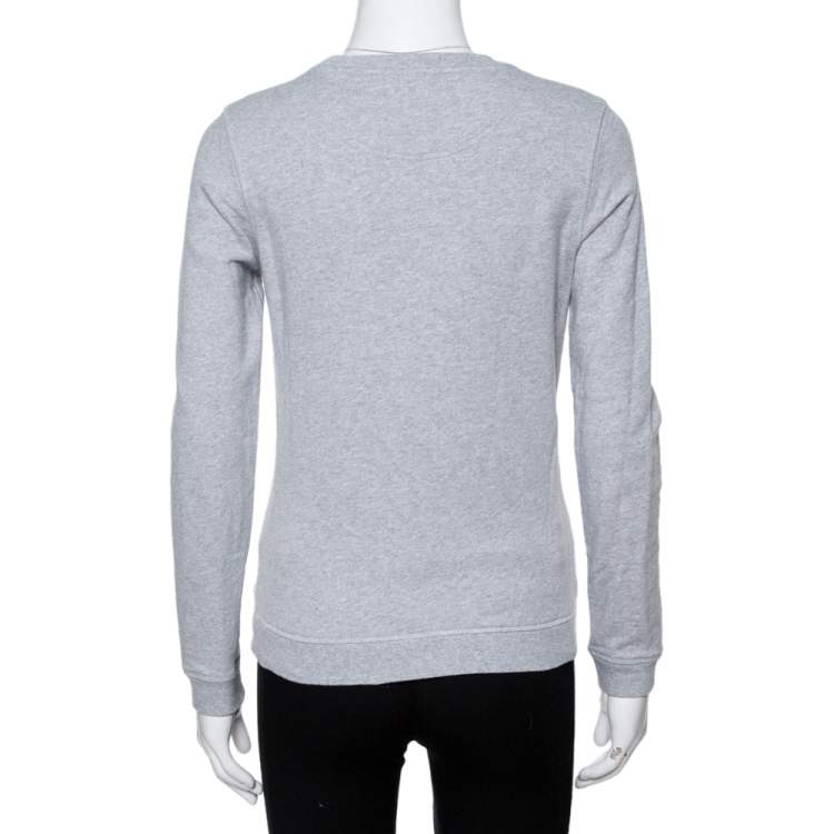 Pre Owned Kenzo Grey Tiger Embroidered Cotton Sweatshirt S
