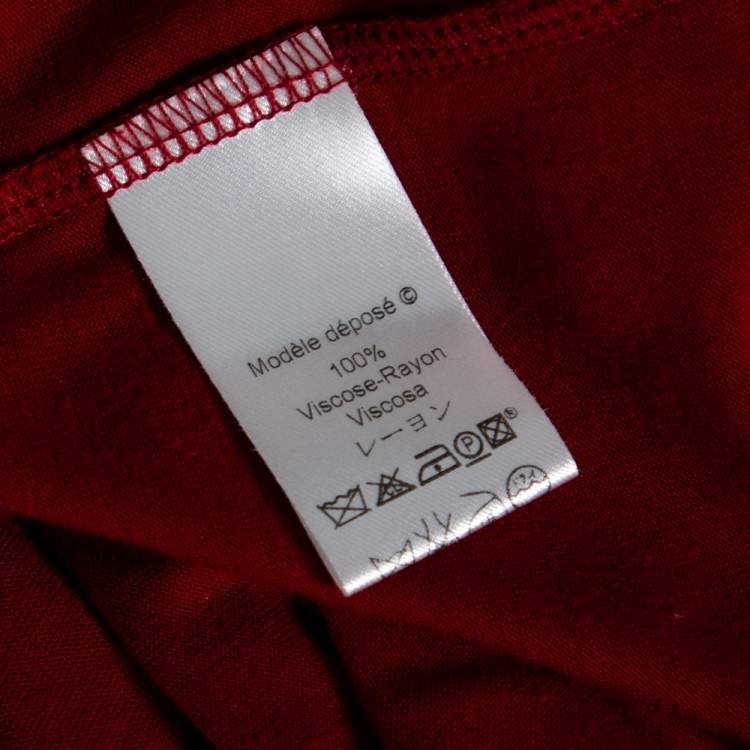 Pre Owned Kenzo Burgundy Cotton Blend Floral Print Long Sleeve Blouse L