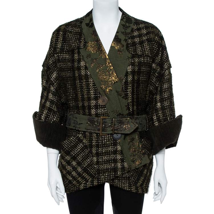 Pre Owned Kenzo Green/Gold Wool Jacket L