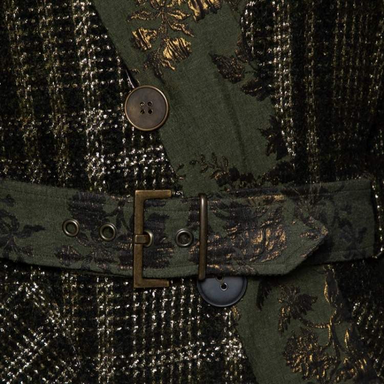 Pre Owned Kenzo Green/Gold Wool Jacket L