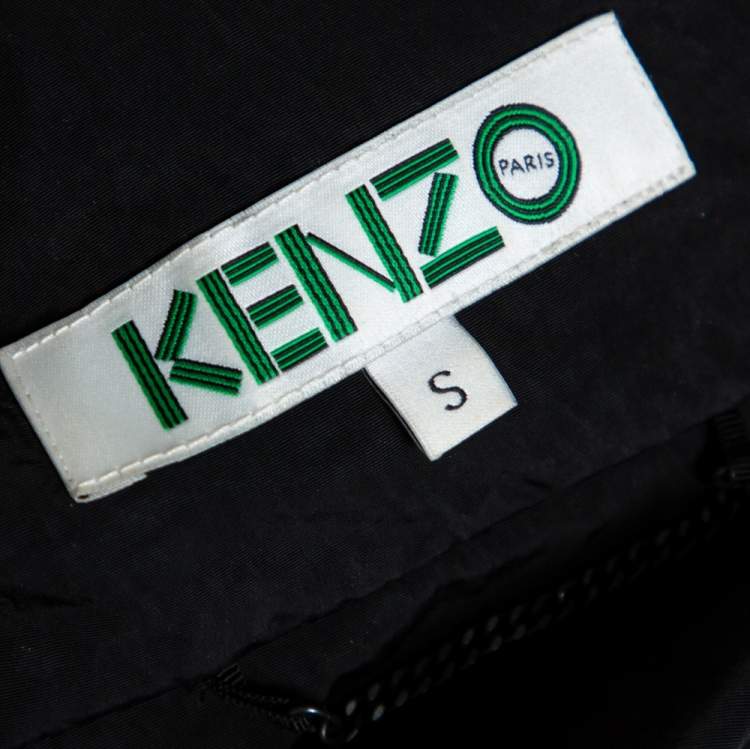 Pre Owned Kenzo Black Nylon Metallic Logo Windbreaker Jacket S