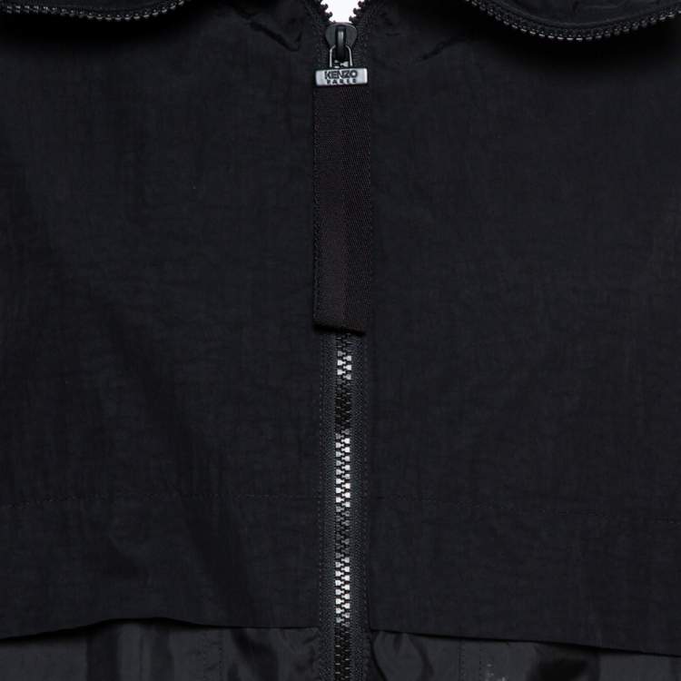 Pre Owned Kenzo Black Nylon Metallic Logo Windbreaker Jacket S