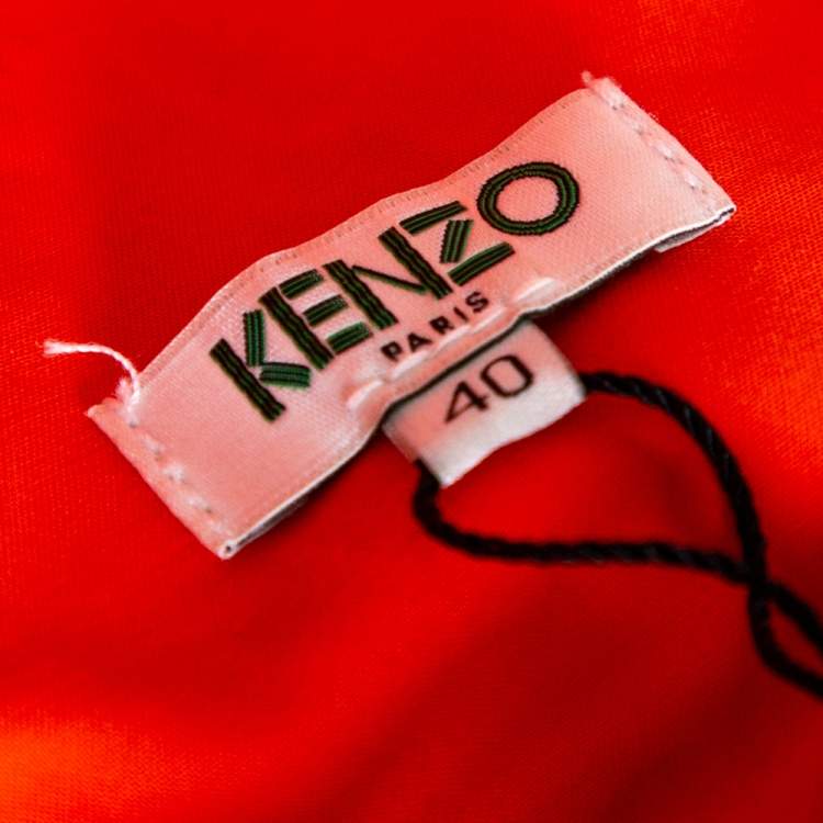 Pre Owned Kenzo Coral Red Cotton Sleeve Less Top M