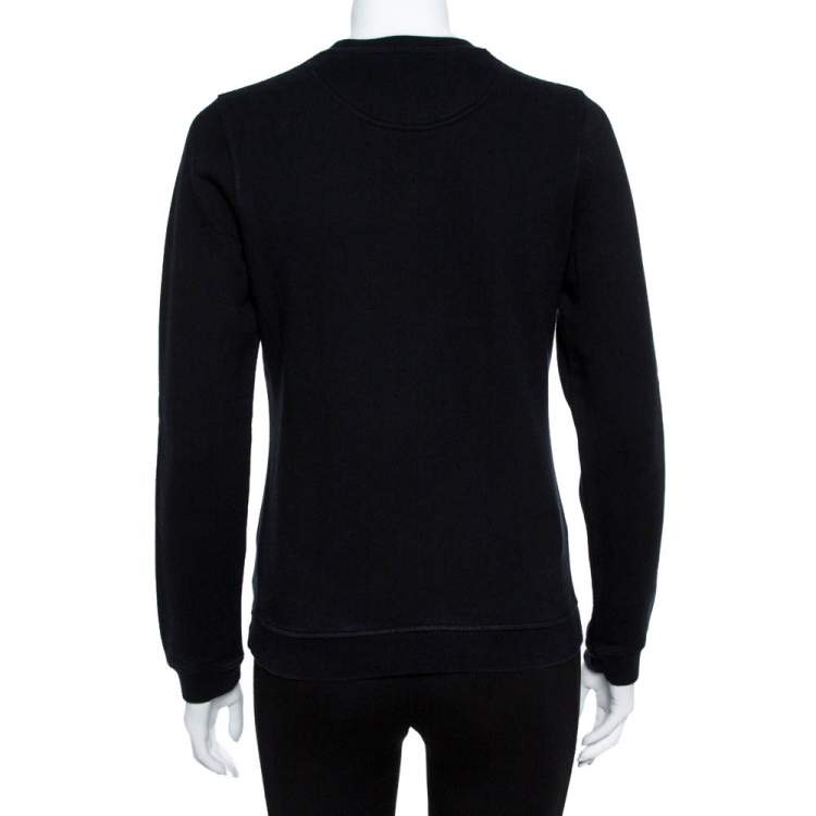 Pre Owned Kenzo Black Cotton Tiger Metallic Embroidered Sweatshirt S