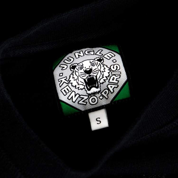 Pre Owned Kenzo Black Cotton Tiger Metallic Embroidered Sweatshirt S