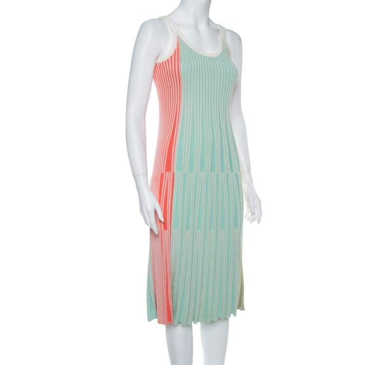 Pre Owned Kenzo Multicolor Rib Knit Fit & Flare Midi Dress XS