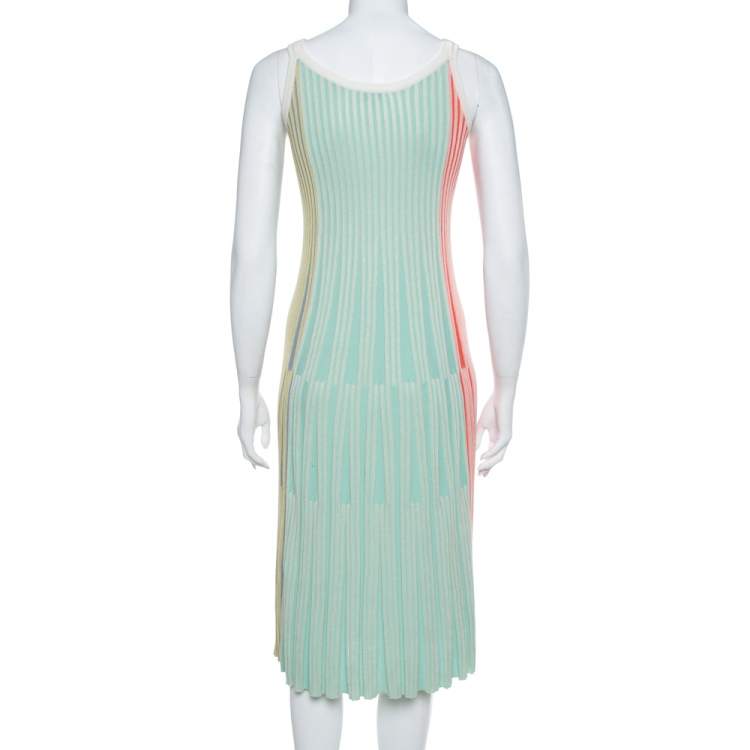 Pre Owned Kenzo Multicolor Rib Knit Fit & Flare Midi Dress XS