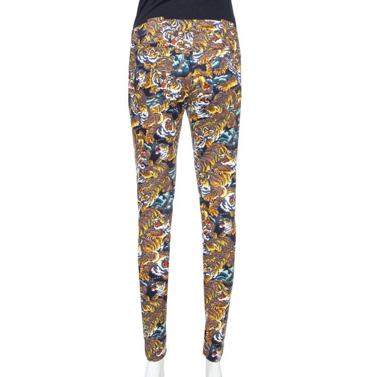 Pre Owned Kenzo Multicolor Flying Tiger Printed Denim Skinny Jeans M