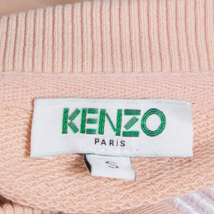 Pre Owned Kenzo Salmon Pink Logo Embroidered Knit Sweatshirt S