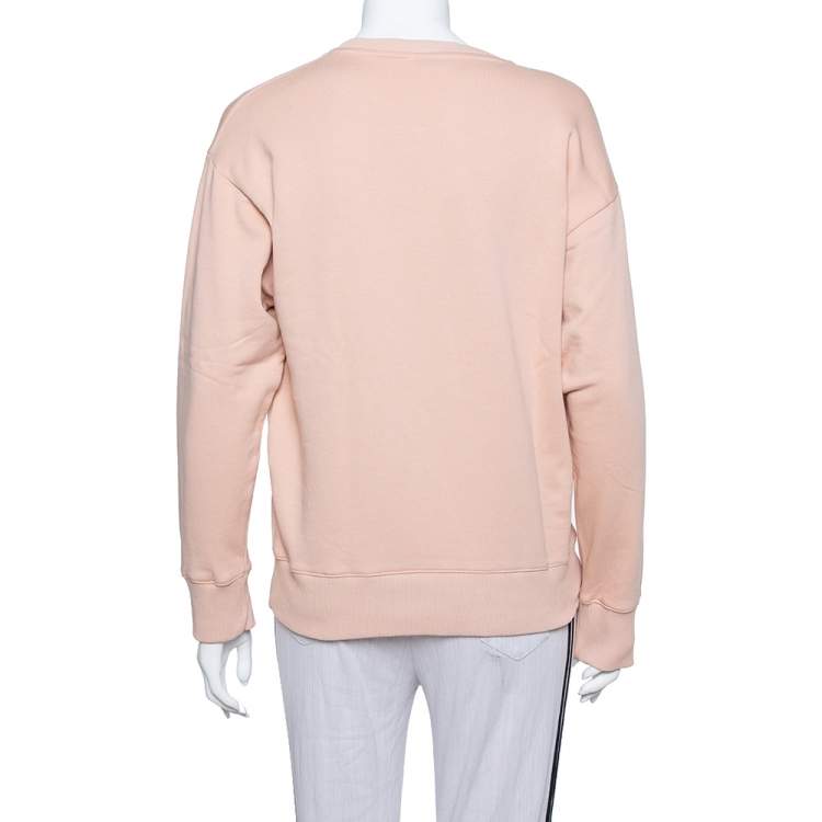 Pre Owned Kenzo Salmon Pink Logo Embroidered Knit Sweatshirt S