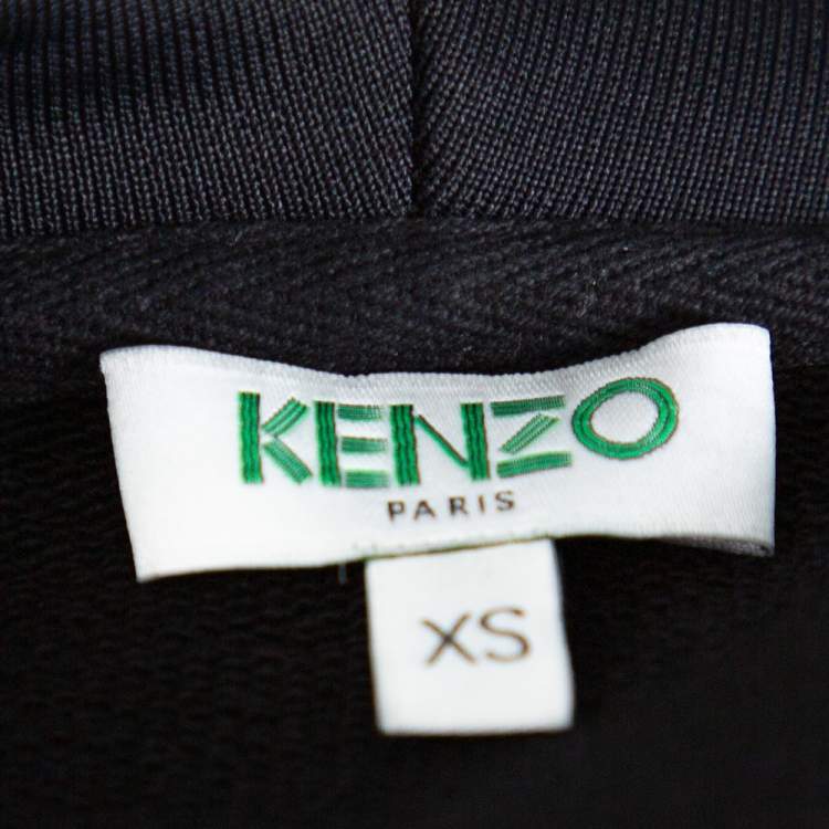 مملوكة مسبقًا Kenzo Black Knit Dragon Embroidery Detail Hoodie XS