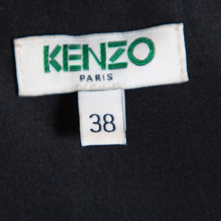 Pre Owned Kenzo Burgundy & Black Printed Crepe Top M