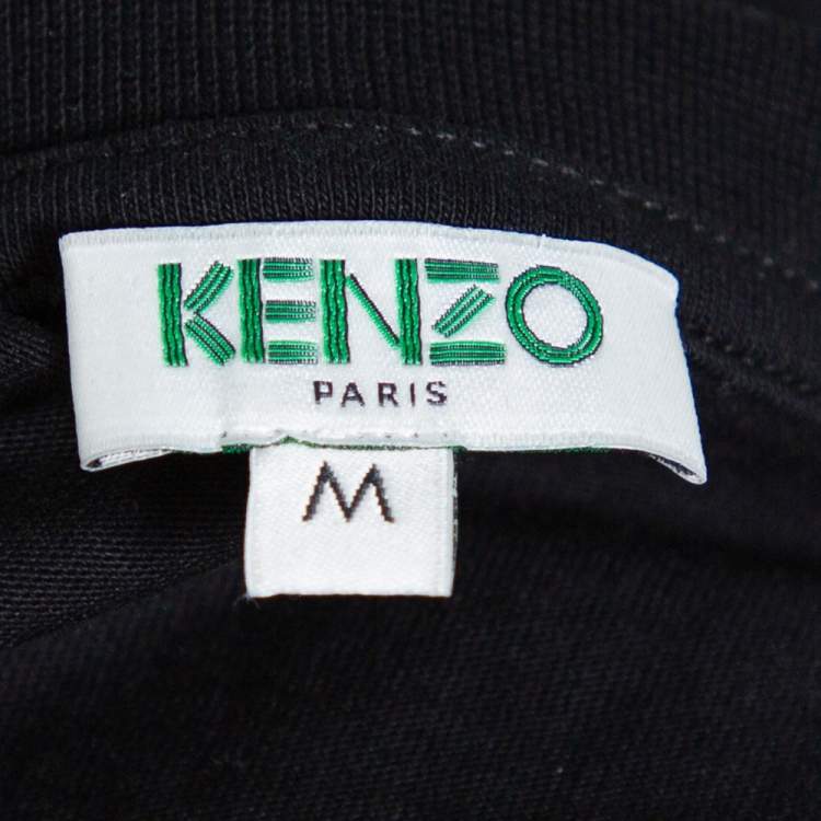 Pre Owned Kenzo Black Gradient Tiger Printed Cotton Crewneck T Shirt M