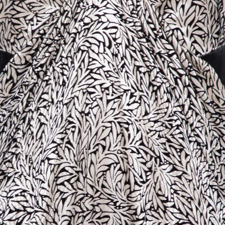 Pre Owned Kenzo Monochrome Silk Devore Paneled Detail Flared Maxi Dress L