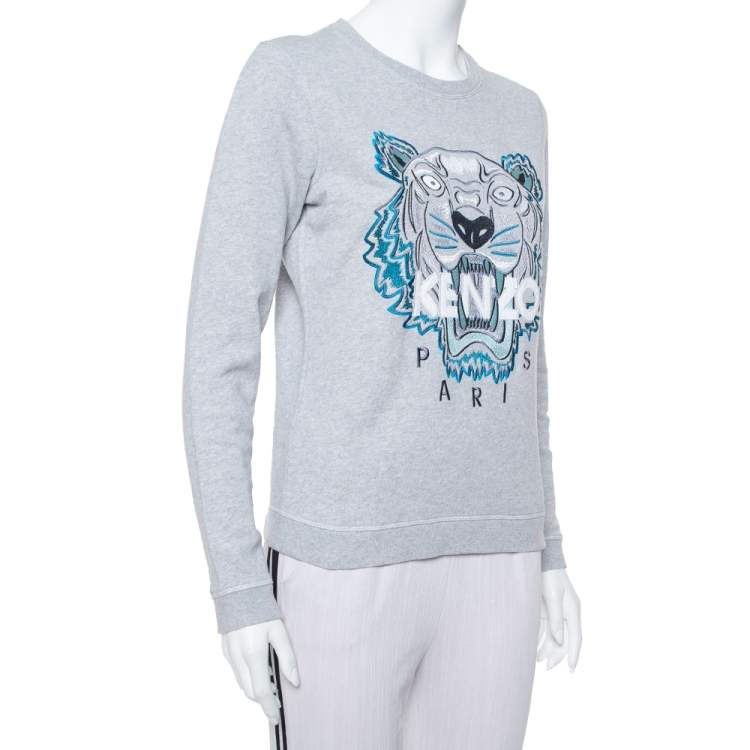 Geval Verdienen Machtig Kenzo Grey Tiger Motif Embroidered Cotton Sweatshirt M Kenzo | TLC