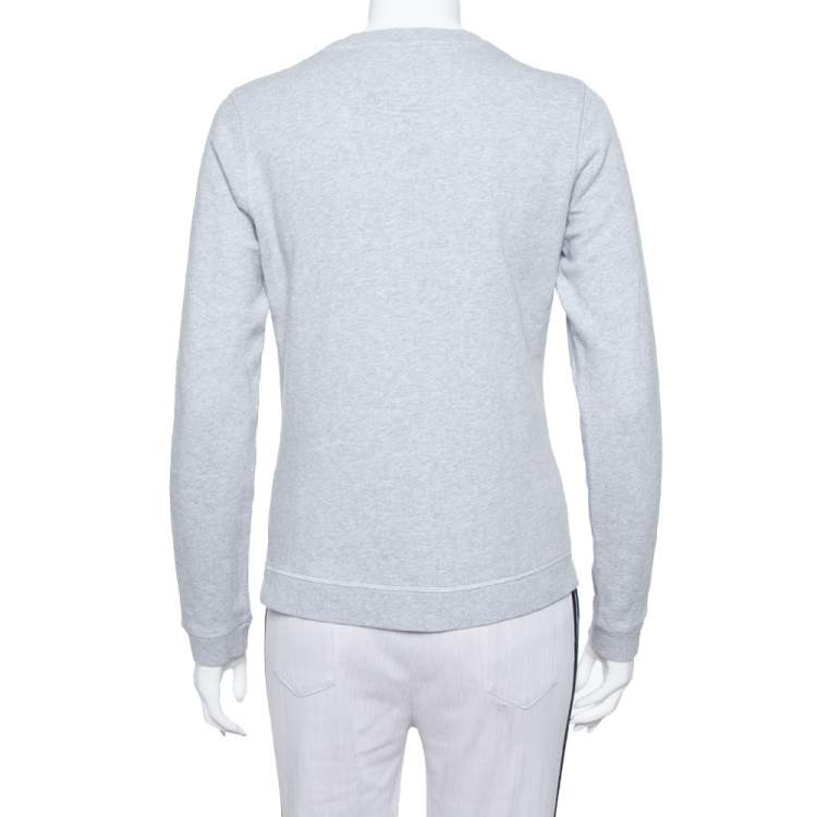 Pre Owned Kenzo Grey Tiger Motif Embroidered Cotton Sweatshirt M