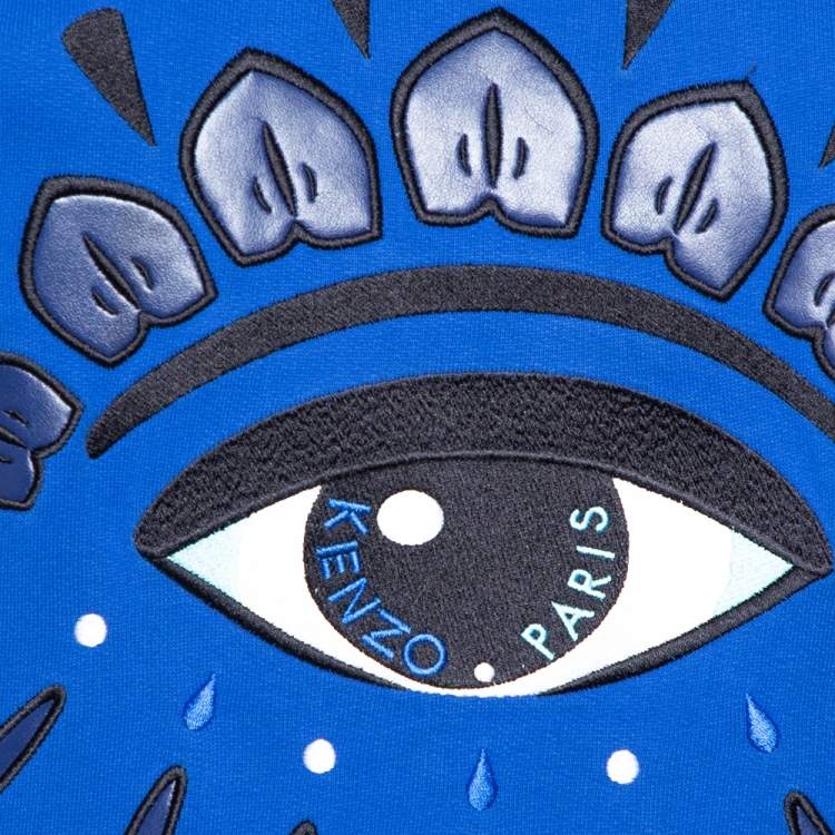 Pre Owned Kenzo Navy Blue Cotton Eye Embroidered Sweatshirt XS