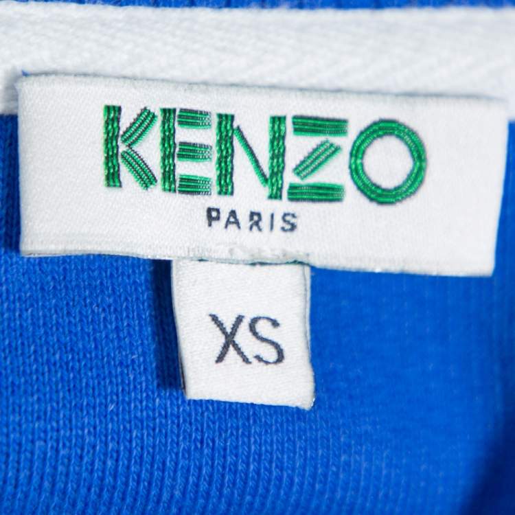 Pre Owned Kenzo Navy Blue Cotton Eye Embroidered Sweatshirt XS