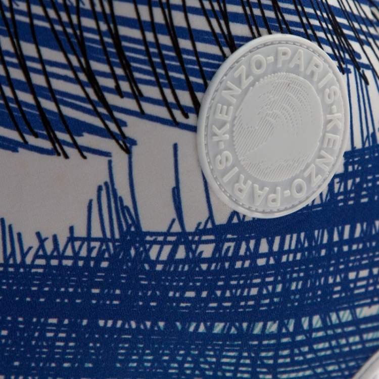 Pre Owned Kenzo Blue Neoprene Printed Sleeveless Oversized Top L