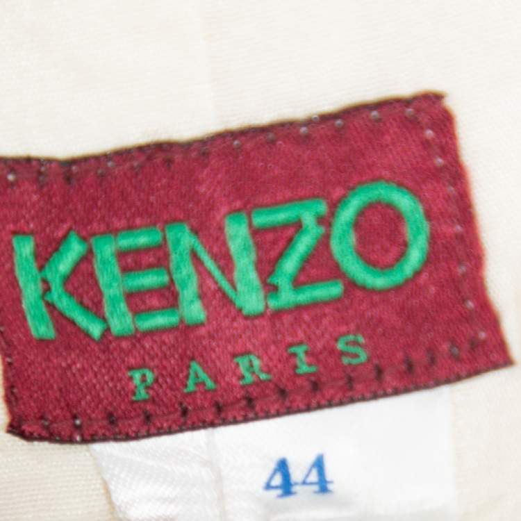 Pre Owned Kenzo Cream Embroidered Linen Mid Length Vest L