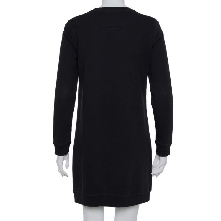 Pre Owned Kenzo Black Tiger Embroidered Cotton T-Shirt Dress M