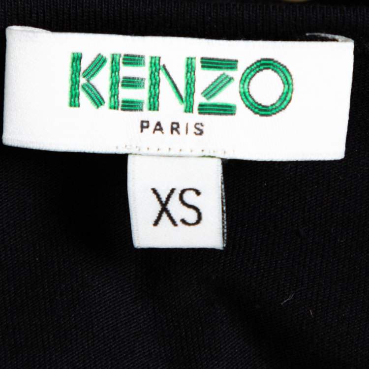 مملوكة مسبقًا Kenzo Black Logo Printed Knit Corset Detail Mini Dress XS