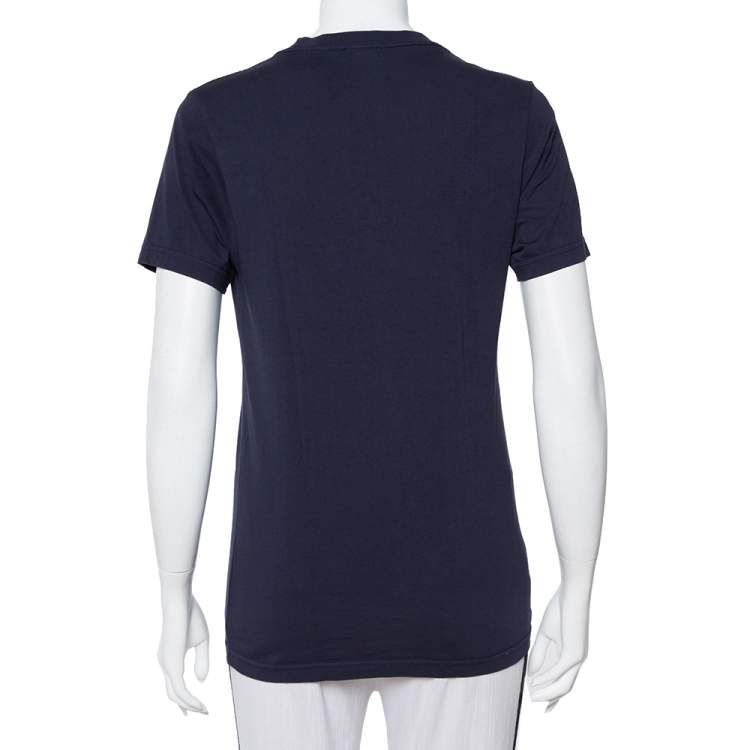 Pre Owned Kenzo Navy Blue Eye Printed Cotton Crewneck T-Shirt XS