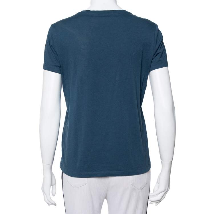 Pre Owned Kenzo Teal Green Tiger Printed Cotton Crewneck T-Shirt M