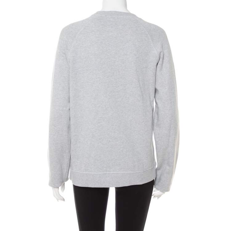 Pre Owned Kenzo Grey Tiger Motif Embroidered Cotton Crewneck Sweatshirt S