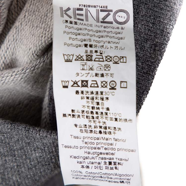 Pre Owned Kenzo Grey Tiger Motif Embroidered Cotton Sweatshirt S