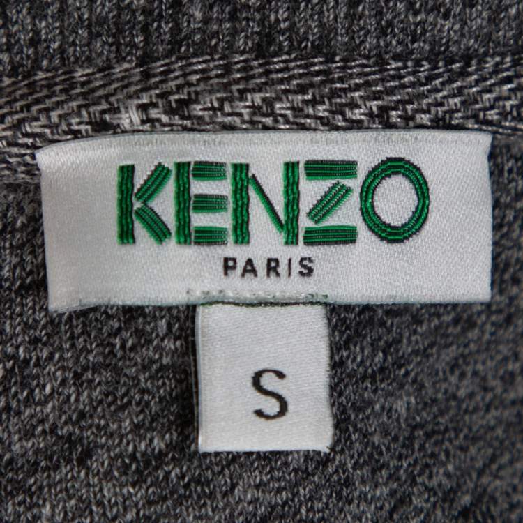 Pre Owned Kenzo Grey Tiger Motif Embroidered Cotton Sweatshirt S