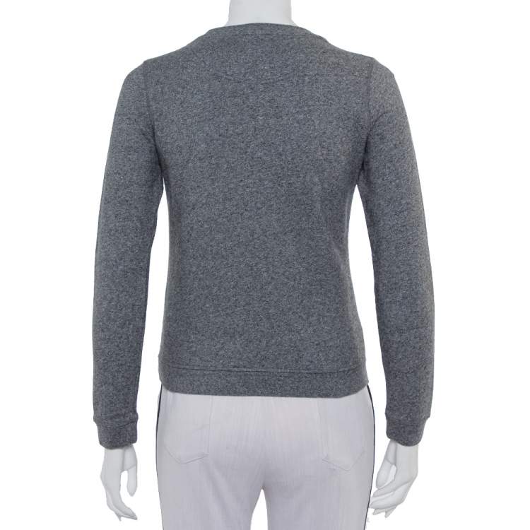مملوكة مسبقًا Kenzo Grey Cotton Tiger Embroidered Crewneck Sweater S