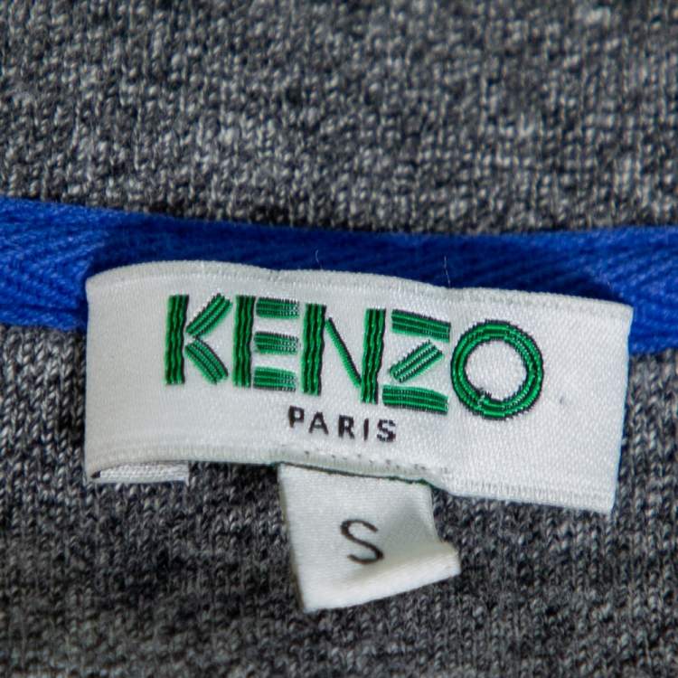 مملوكة مسبقًا Kenzo Grey Cotton Tiger Embroidered Crewneck Sweater S