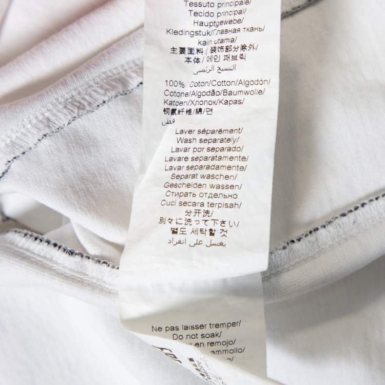 Pre Owned Kenzo White Cotton Logo Printed Sleeve Crewneck T-Shirt M