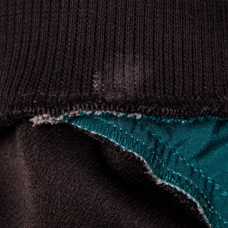 مملوكة مسبقًا Kenzo Black Crepe Tiger Logo Embroidered Contrast Detail Crewneck Sweatshirt L