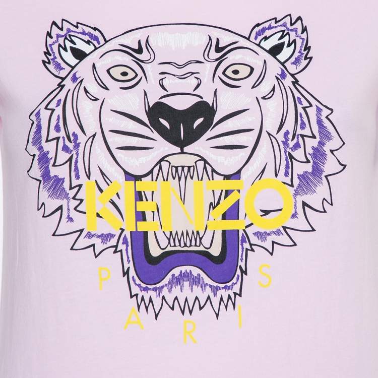 مملوكة مسبقًا Kenzo Pink Tiger Printed Cotton Crewneck T-Shirt S