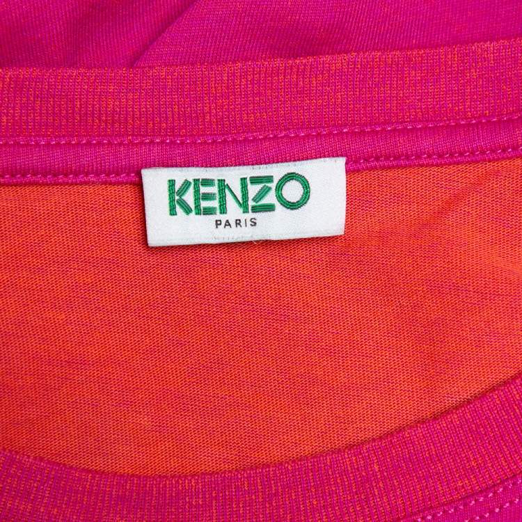 Pre Owned Kenzo Two Tone Tiger Printed Cotton Crewneck T-Shirt S