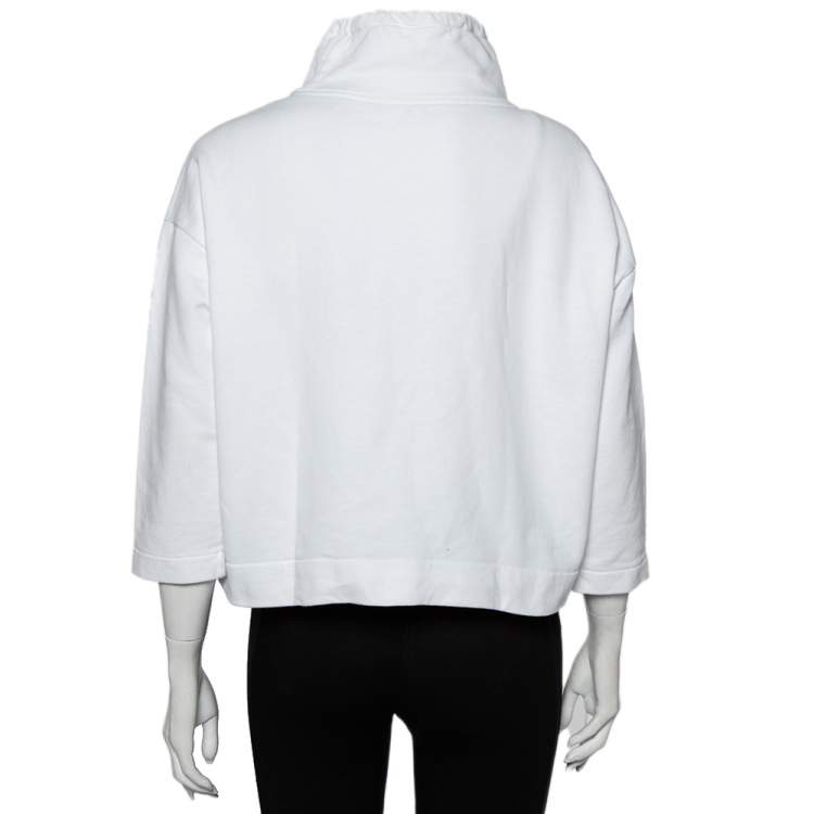 Pre Owned Kenzo White Cotton Embroidered Drawstring Detail Oversized Sweatshirt M