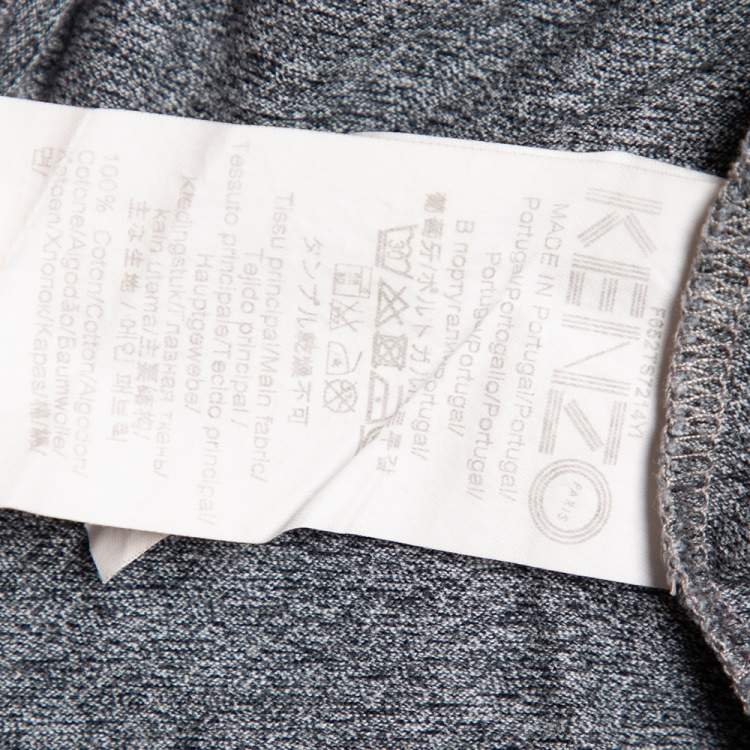 Pre Owned Kenzo Grey Tiger Printed Cotton Crewneck T-Shirt S