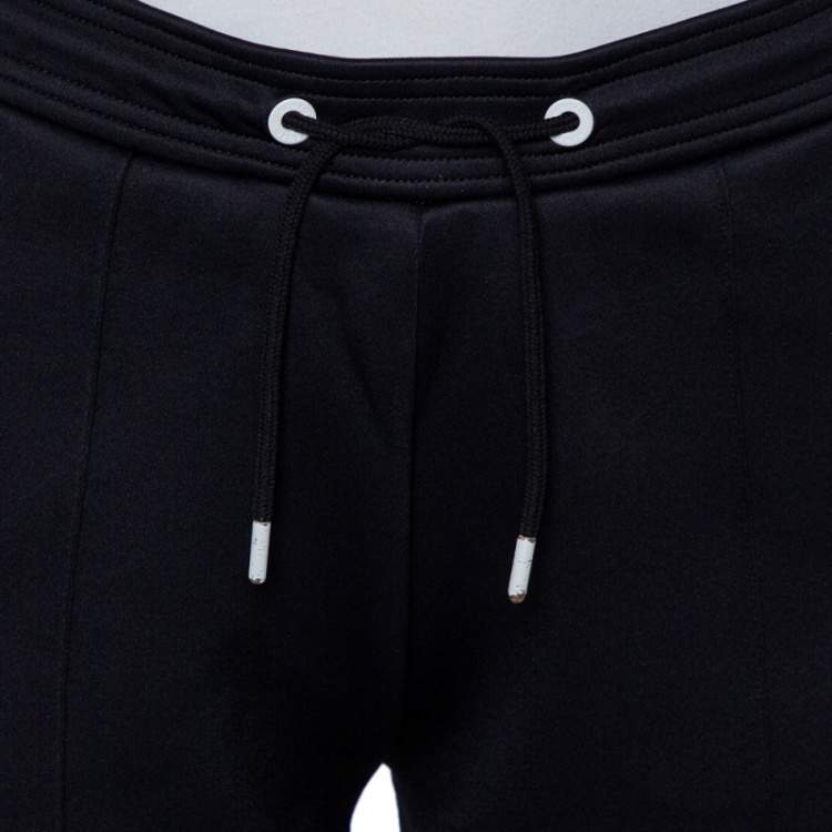 Pre Owned Kenzo Black Neoprene Logo Tape Detail Wide Leg Track Pants XS