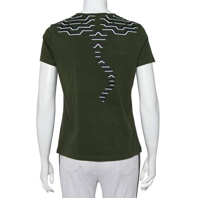 Pre Owned Kenzo Green Geo Tiger Printed Cotton Crewneck T-Shirt S