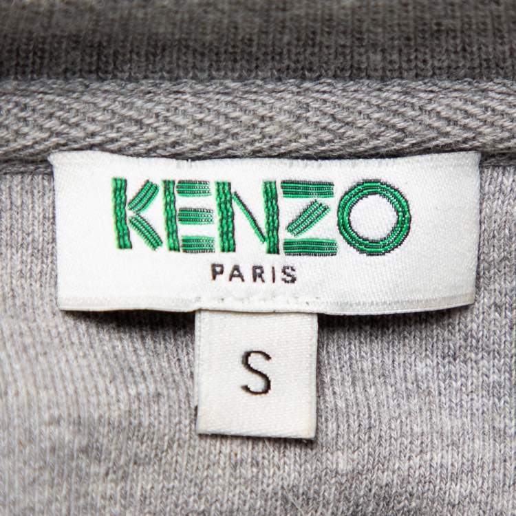 Pre Owned Kenzo Grey Eye Embroidered Cotton Crewneck Sweatshirt S