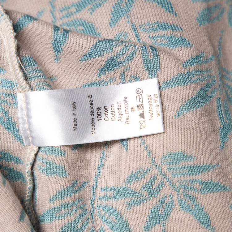 Pre Owned Kenzo Blue Floral Jacquard Knit & Pointelle Paneled Oversized Dress S