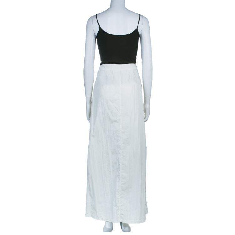 Pre Owned Kenzo Cream Cotton A-Line Maxi Skirt M