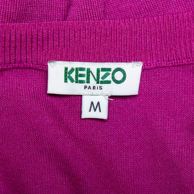 Pre Owned Kenzo Purple Wool Button Front Cardigan M