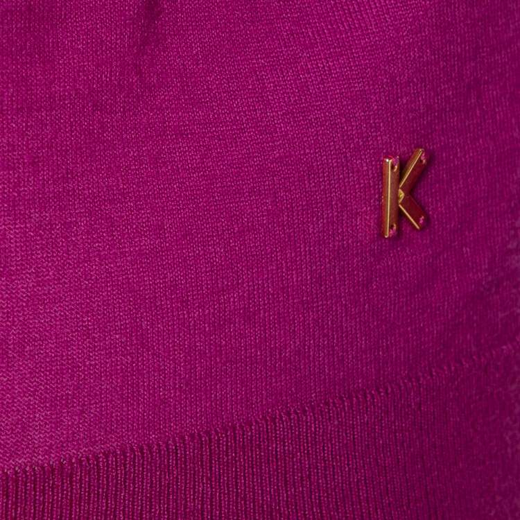Pre Owned Kenzo Purple Wool Button Front Cardigan M