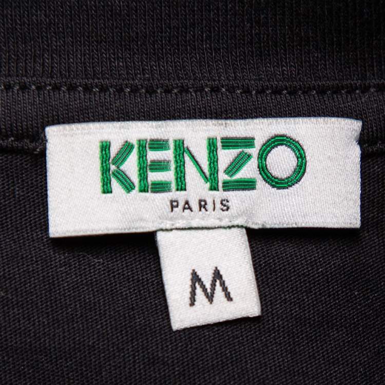Pre Owned Kenzo Black Eye Embroidered Cotton Crewneck T-Shirt M